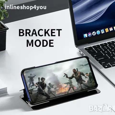 Огледален Калъф Clear View Тип Тефтер за Xiaomi Redmi Note 14 Pro 5G - Розов, снимка 2 - Други стоки за дома - 49753785