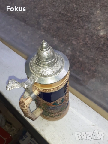 GERZ Germany Голяма колекционерска немска халба с капак, снимка 3 - Антикварни и старинни предмети - 53445433