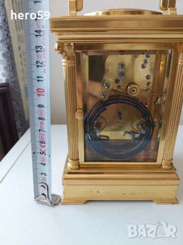 Френски бронзов каретен часовник-репетир/French Carriage Clock with Repeater/14 days, снимка 11 - Стенни часовници - 45285325