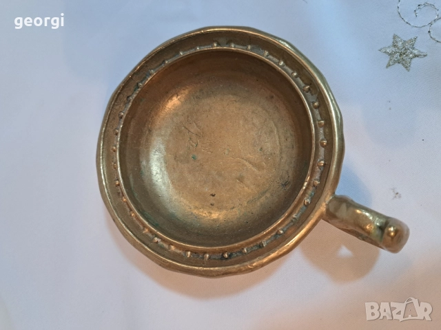 масивен бронзов свещник за голяма свещ 28/4, снимка 5 - Декорация за дома - 51941724