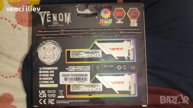 DDR 5 2x16 gb 6000 mhz viper venom, снимка 6 - Работни компютри - 53670608
