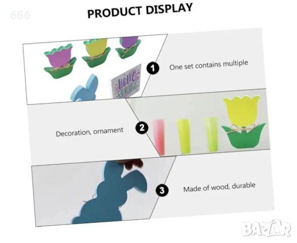 5 бр. дървени фигурки с цветен дизайн, снимка 5 - Други стоки за дома - 53576261