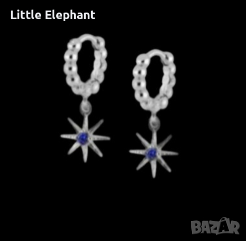 Outlet Sale Висящи обеци с топчета и висящи звезди"Sparkle blue"/нови, снимка 1 - Колиета, медальони, синджири - 45022764