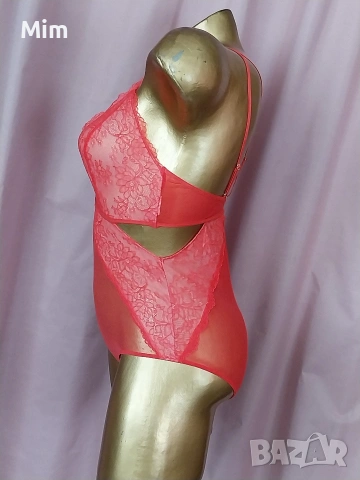 М Червено,еластично дантелено боди, снимка 4 - Бельо - 54061612
