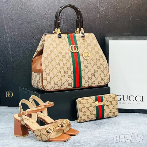 дамски сандали на ток, чанта / раница и портмоне gucci , снимка 5 - Чанти - 46941108