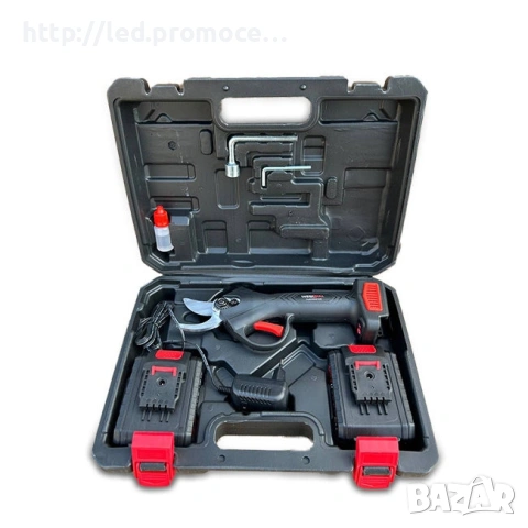 Електрическа градинска ножица с 2 батерии 36V, аксесоари и транспортен куфар, снимка 2 - Куфари с инструменти - 49584145