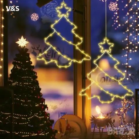 Коледна елха,Пакет от 3 светодиода за, осветен прозорец за коледна украса, LED декорация за прозорци, снимка 5 - Лед осветление - 49832130