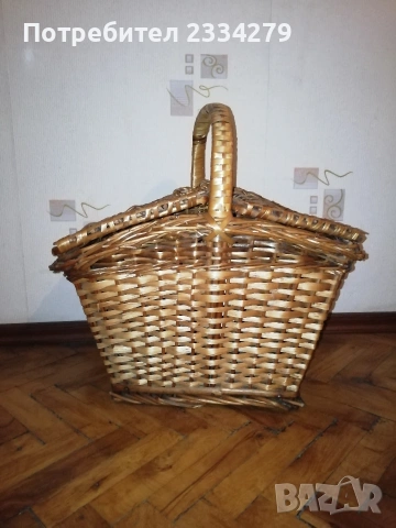 Плетена кошница за пикник, стара ръчна изработка-изплетена. , снимка 7 - Антикварни и старинни предмети - 53213476