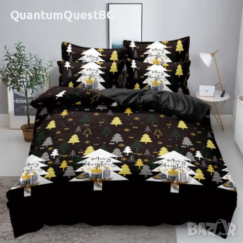 Коледно спално бельо, 100% памук, 6 части, снимка 10 - Спално бельо - 52818757