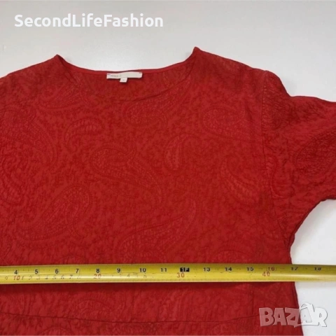 Мини рокля Maje Rahima от червен сатен и жакард с волани размер 2 S, снимка 2 - Рокли - 53221716