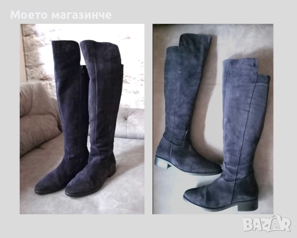 Дамски велурени чизми (ботуши) Gido – тъмносини, № 38