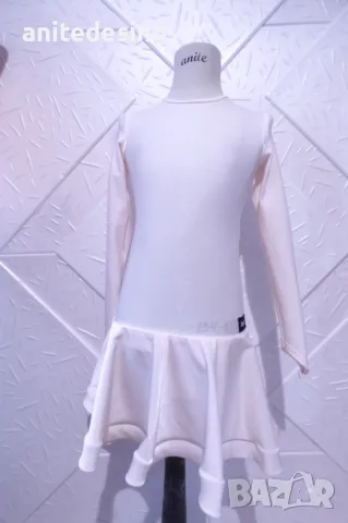 Детска рокля за спортни танци в блед прасковен цвят