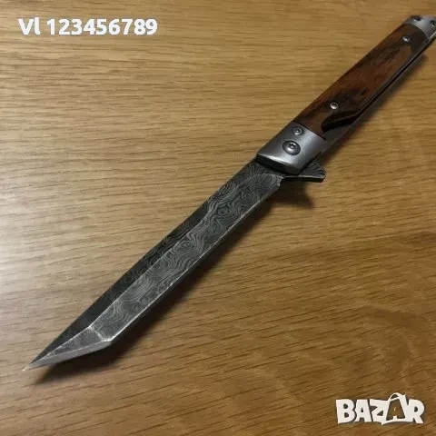 Сгъваем нож M390 - 78х194 (5) - острие ” танто+дамаск”, снимка 4 - Ножове - 50687875