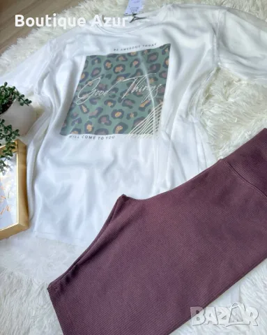 дамски комплект тениска и клин , снимка 2 - Комплекти - 50329803