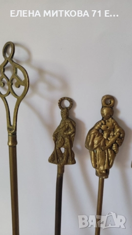 Лот от 5 бр.красиви винтидж месингови вилици за камина - английски, снимка 4 - Антикварни и старинни предмети - 51781818