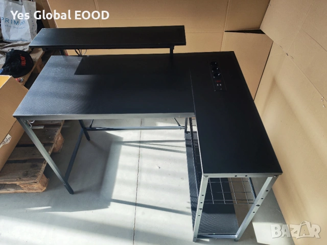 Bestier L-образно бюро с LED и контакти, снимка 13 - Бюра - 53799380