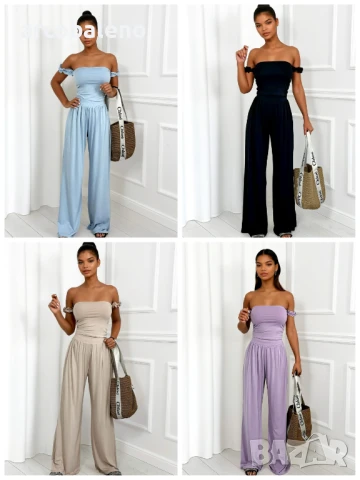 Дамски комплект от топ и панталон от вискоза Sicilia, 4цвята 