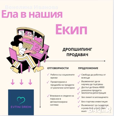 Дропшипинг продавач, снимка 1 - Надомна работа - 46558872