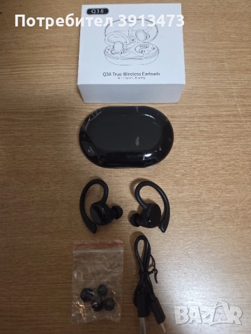 Безжични слушалки Rulefiss Q38, черни, Bluetooth 5.3, 48 часа време за възпроизвеждане