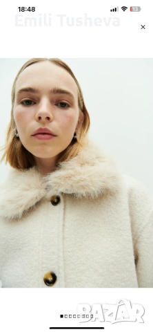 Яке от габардин с пухкава яка, снимка 2 - Якета - 53309444