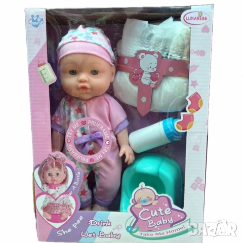 Кукла Сладко бебе - В комплект с шише, гърне и други аксесоари, снимка 2 - Кукли - 52040667