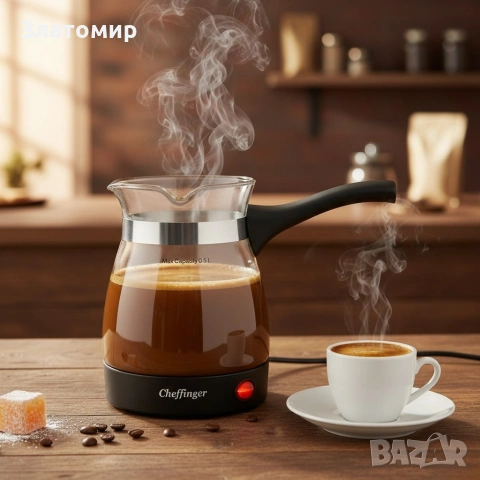 Кафеварка Cheffinger 0,5 л – стъклен съд, 650 W, бутон ON/OFF