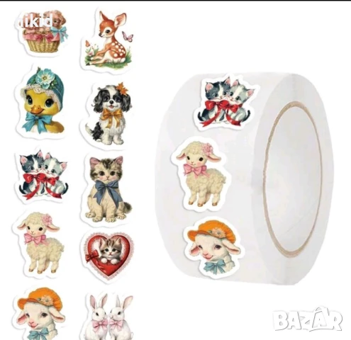 100 бр Домашни животни с панделка малки самозалепващи лепенки стикери ръчна изработка подарък, снимка 2 - Други - 50900550
