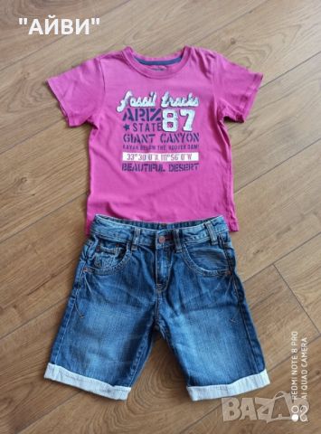 ZARA и DETROIT детски къси дънки, тениска и ризка, снимка 2 - Детски къси панталони - 45436398