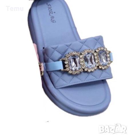 Бижу за вшите крака: Луксозни дамски чехли с кристали които привличат вниманието със своя блясък, снимка 5 - Чехли - 45708780