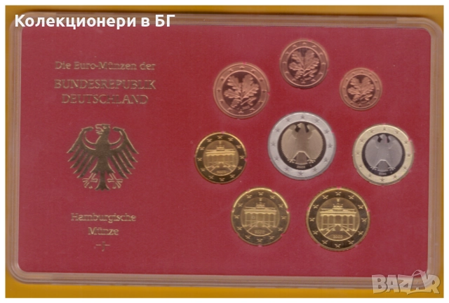 СЕТ ГЕРМАНСКИ ЕВРО /PROOF/ МОНЕТИ 2002 /J/, снимка 3 - Нумизматика и бонистика - 52631884