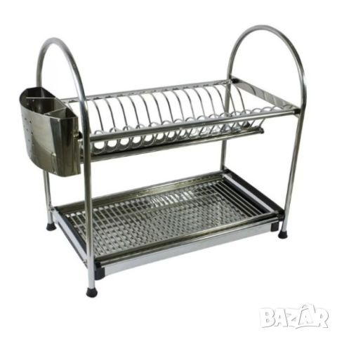 Двуетажен сушилник за чинии и прибори, висококачествена неръждаема стомана, 46х28х44 см, снимка 5 - Аксесоари за кухня - 46419544