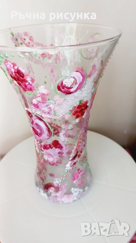 Големи ръчно рисувани стъклени вази, снимка 9 - Декорация за дома - 47083242