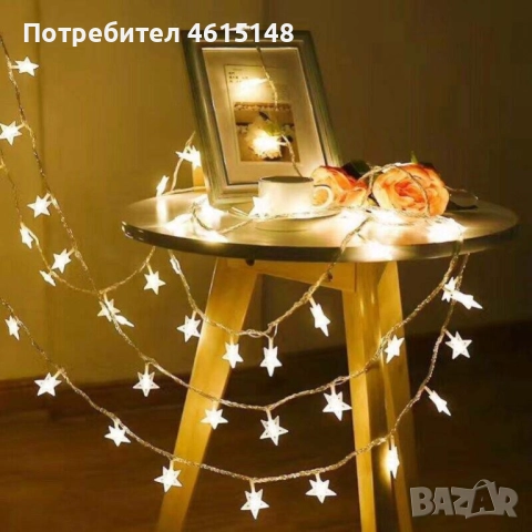 Светещи коледни LED лампички със звездички с щепсел., снимка 2 - Други - 51983604