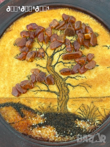 Старинна съветска картина от балтийски кехлибар 