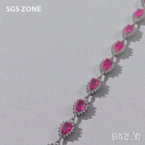 сребърна гривна с естествен розов топаз, снимка 11 - Гривни - 52695121