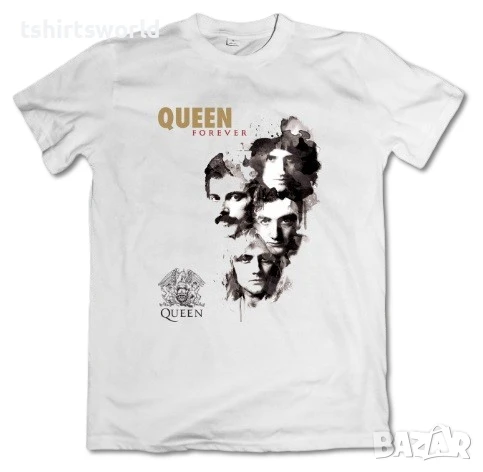 Нова мъжка тениска на музикалната група QUEEN в бял цвят