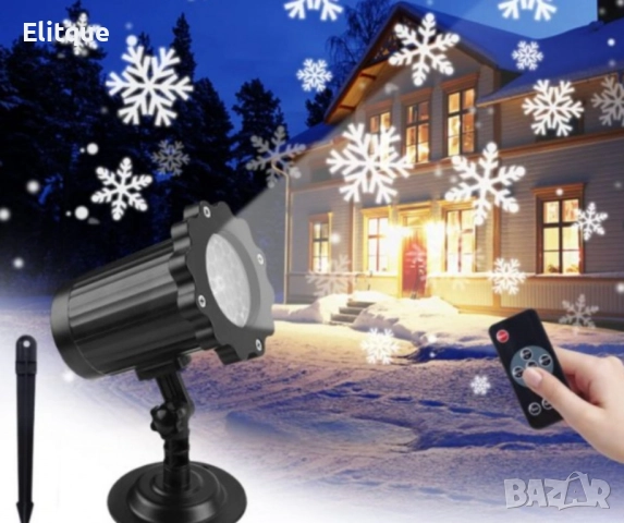 Водоустойчив LED проектор Снежинка за прожектиране на сняг, снимка 9 - Прожектори - 52081281