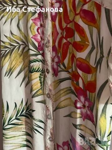 Нова ежедневна елегантна дълга рокля риза флорален принт тропик , снимка 3 - Рокли - 46839343