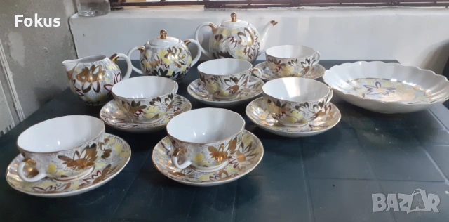 ЛФЗ - невероятен сервиз за чай руски порцелан много позлата, снимка 4 - Антикварни и старинни предмети - 53273358