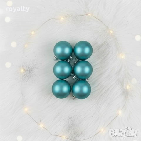 Комплект перлени коледни топки – 6 броя в различни цветове + подарък 6бр златисто блестящи топки, снимка 8 - Декорация за дома - 52249434