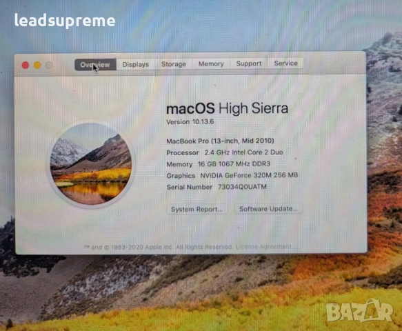 Apple MacBook Pro 13 (mid-2010) 16gb 256ssd