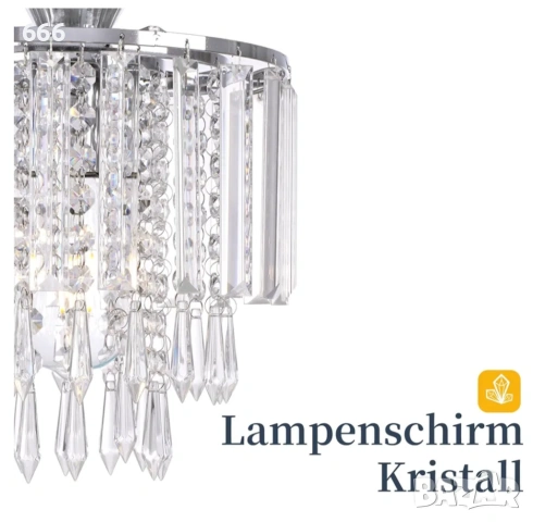 Модерна кристална таванна лампа Хром, снимка 5 - Лампи за таван - 53526800