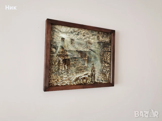 Картина върху платно Селско утро с овце , снимка 6 - Картини - 48870242