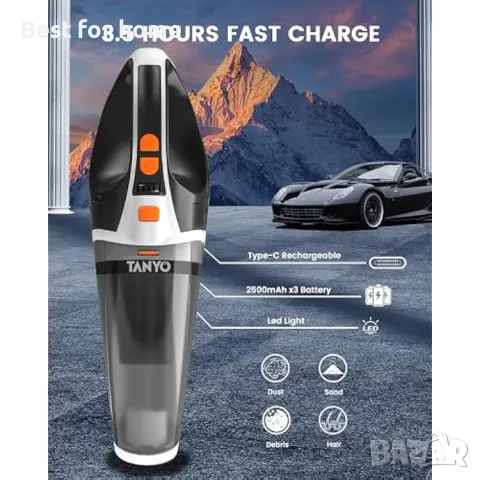 TANYO Ръчна безжична акумулаторна прахосмукачка  5 в 1 - 120W , снимка 3 - Прахосмукачки - 50231663