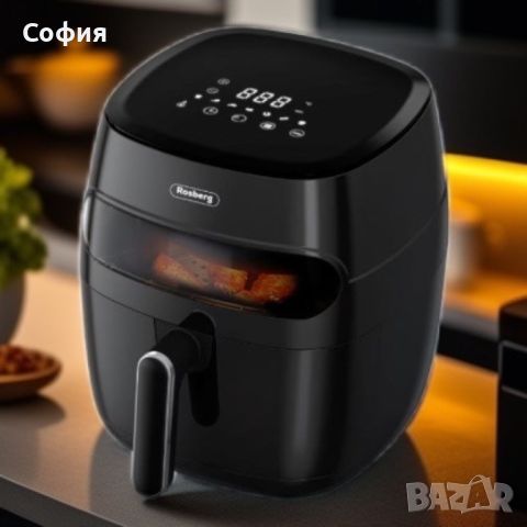 Фритюрник AirFryer , 1350W, 5.2л., LED дисплей, Горещ въздух, Таймер, до 200°C, Черен, снимка 4 - Фритюрници - 46736973