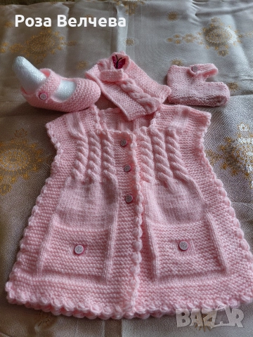 Ръчно плетен комплект за момиче, снимка 6 - Детски комплекти - 52592658