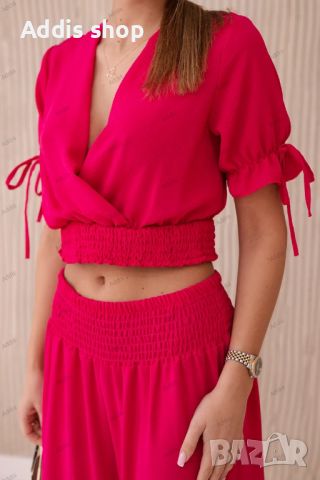 Дамски комплект панталон от две части и блуза, 2цвята , снимка 4 - Комплекти - 45648378