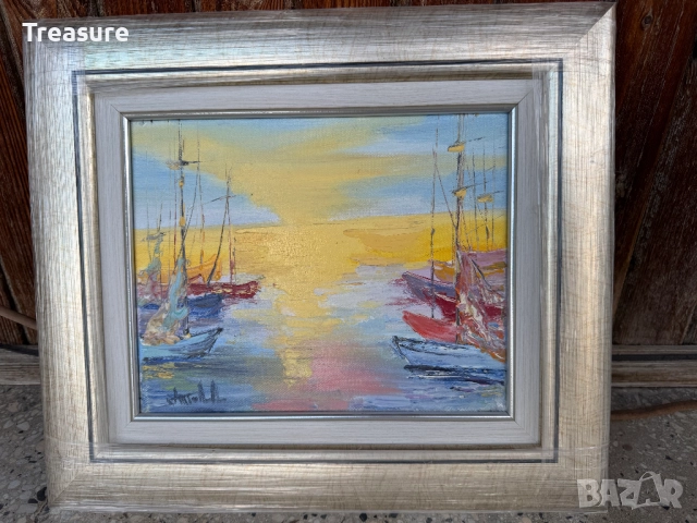 Маслена картина Слънчевият пристан, Анелия Тодорова, снимка 9 - Картини - 52266454