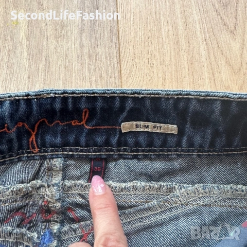 Desigual дамски слим дънки с бродерия размер 28, снимка 4 - Дънки - 53867981