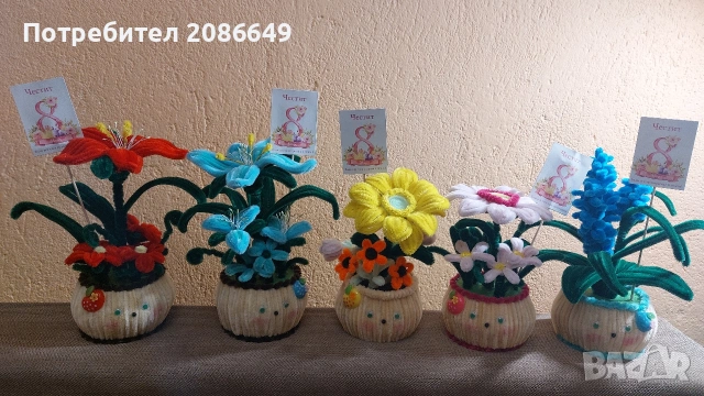 кашпа с букет, снимка 4 - Изкуствени цветя - 53218790